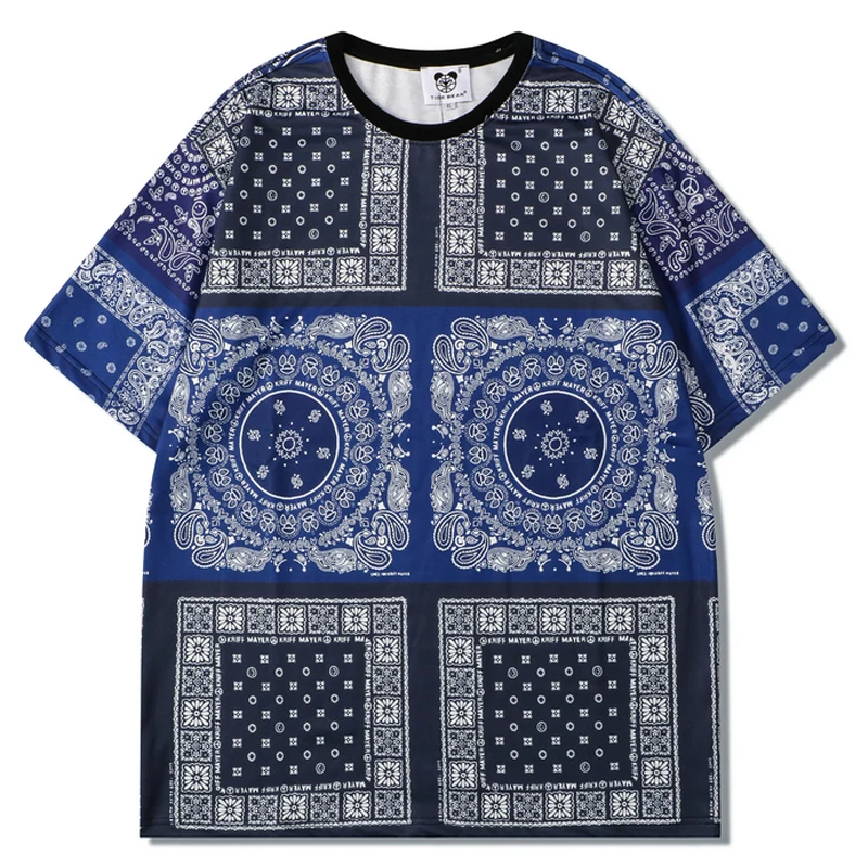 

Mens Bandana Paisley Print T Shirt Unisex Short Sleeve t shirts 2021 Summer Oversized T-shirt O-neck Loose Tops Tees