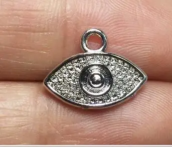 rhodium silver Eruifa 20 шт 15*8 мм цинковый сплав Популярные крошечные глаза монета ожерелья оптом, серьги браслет ювелирные изделия DIY ручной работы 2 цвета - Окраска металла: rhodium silver