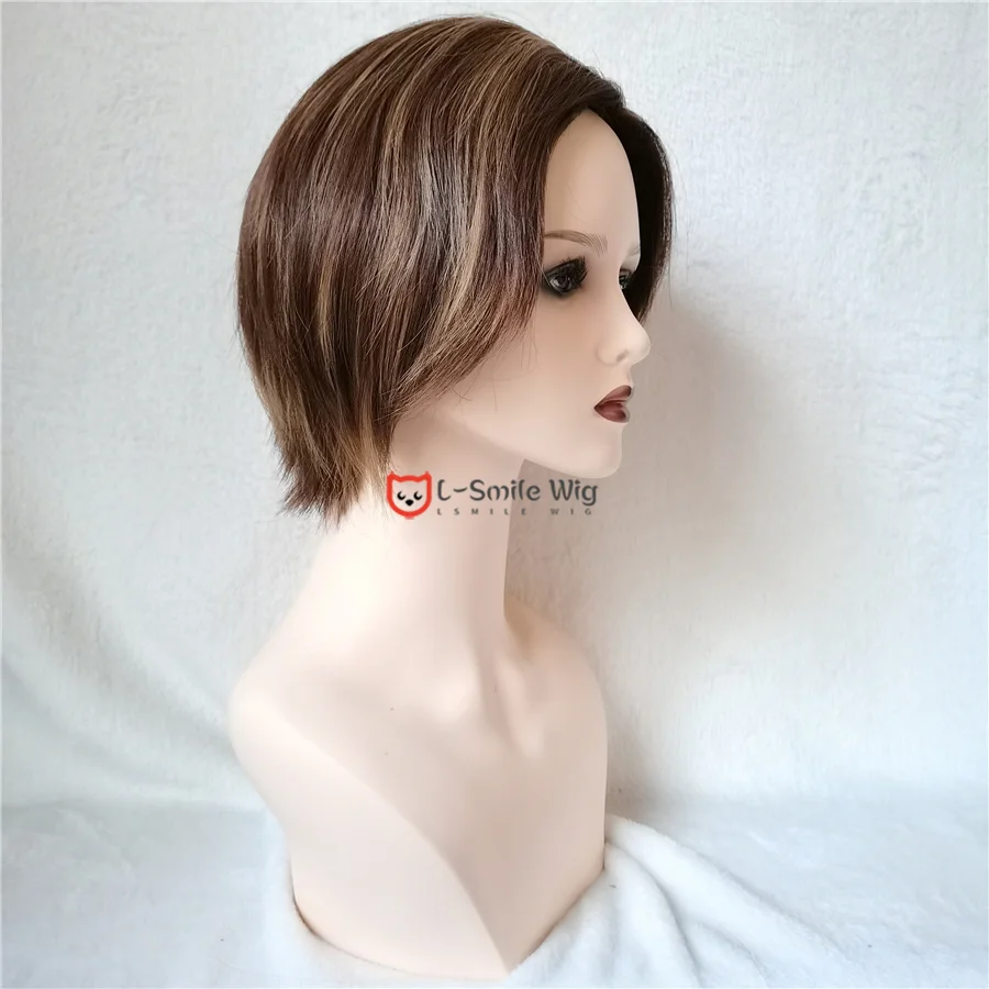 Парик для косплея из коротких коричневых волос с шапочкой | Тематическая одежда и