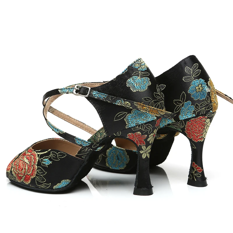 Girls Silk Latin Ballroom Dance Shoes for Women Black Blue Waltz Salsa Dancing Kids Soft Botoom Latino Woman | Спорт и развлечения