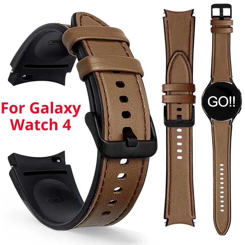 

Ремешок кожаный для Samsung Galaxy Watch 4 40/44 мм, браслет без зазора, с изогнутым концом, без зазора, 42 мм 46 мм