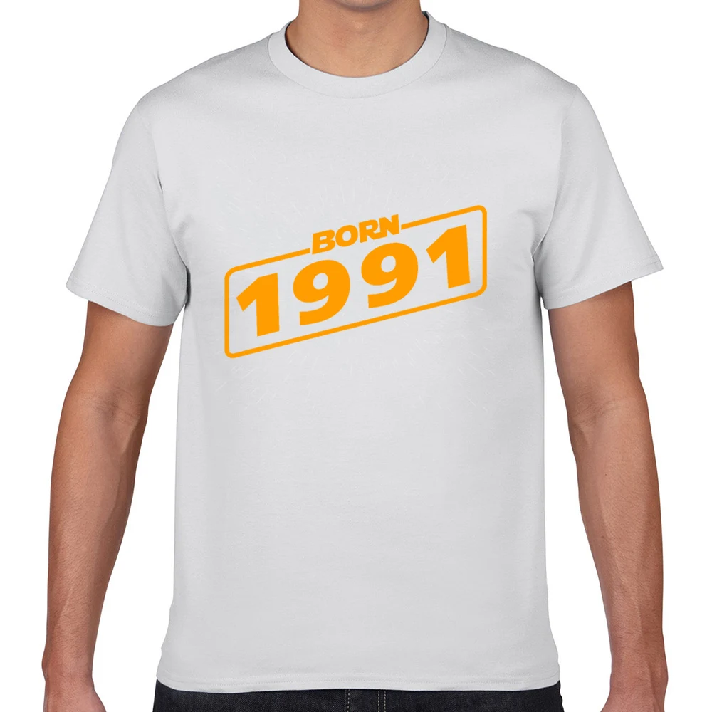 Tops T Shirt Men birthday present born 1991 year Funny White Geek Cotton Male Tshirt XXX | Мужская одежда