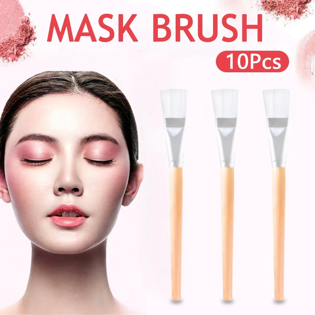 10 шт. деревянная маска кисти мягкие для макияжа набор красоты портативная кисть
