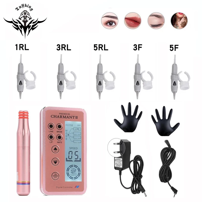 Машинка для татуировок и бровей ротационная цифровая тату машинка набор ручек