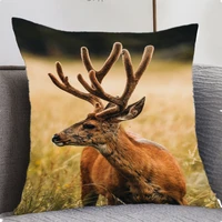 christmas decorative deer pillowcases polyester merry christmas throw pillow case cover elk pillowcase