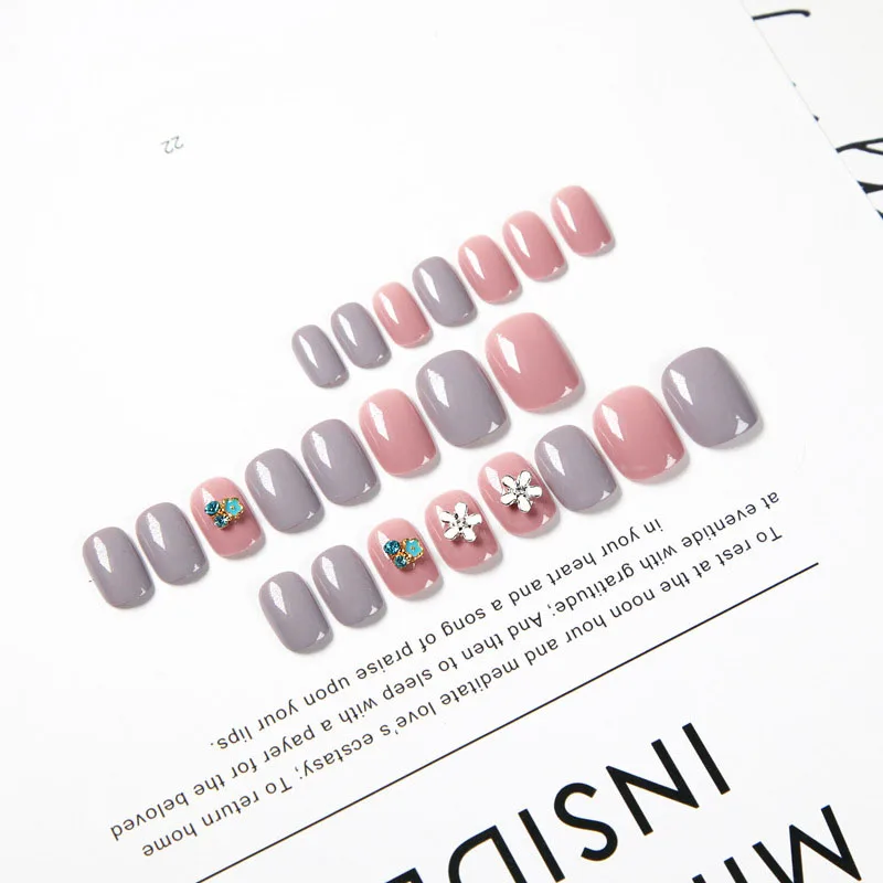 Искусственные ногти с клеем 3D цветочные искусственные Модные накладные сделай