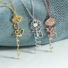 Ожерелье с именем на заказ, стильное рукописное письмо с цветком, индивидуальное имя, ювелирные изделия, колье в подарок