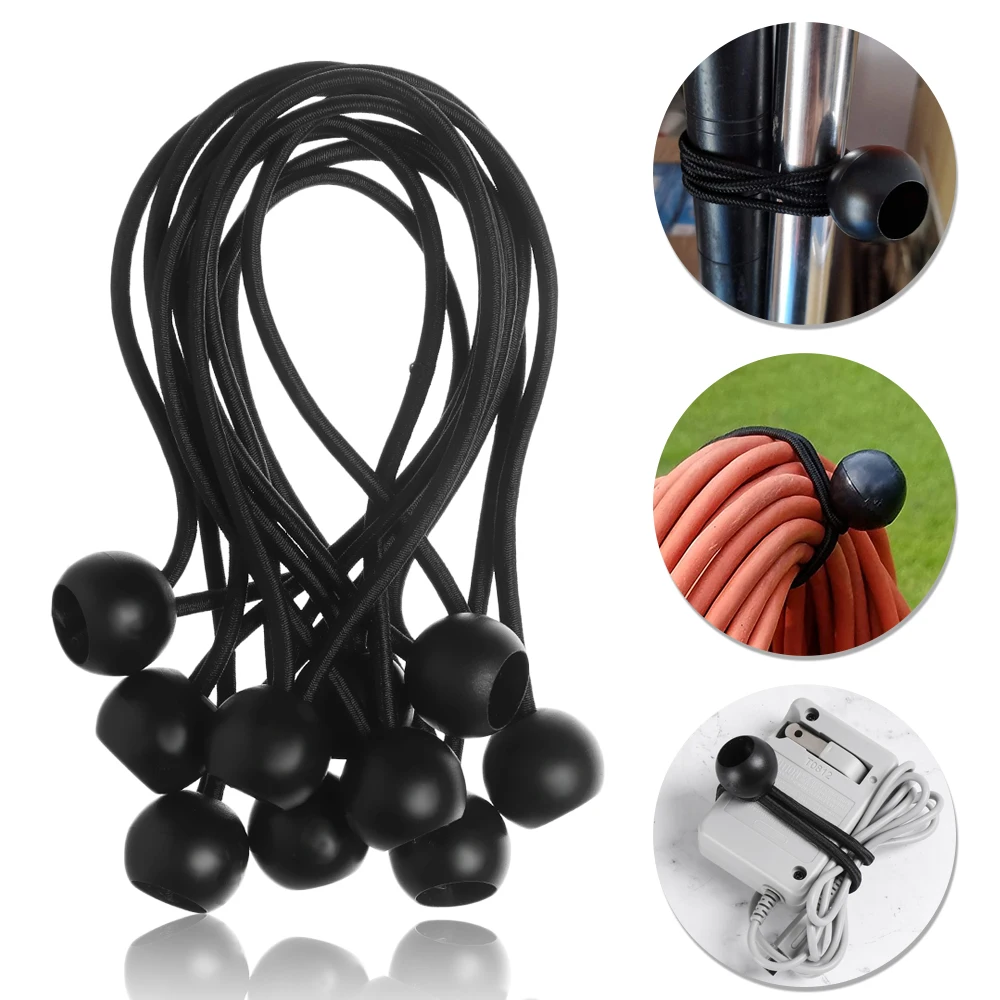 

Ball Bungee Pack Shock Elastic Ties Loop Cord Fixing Securing Trailer Outdoor For Tent Water Bottle Backpack Accessories 10PCS