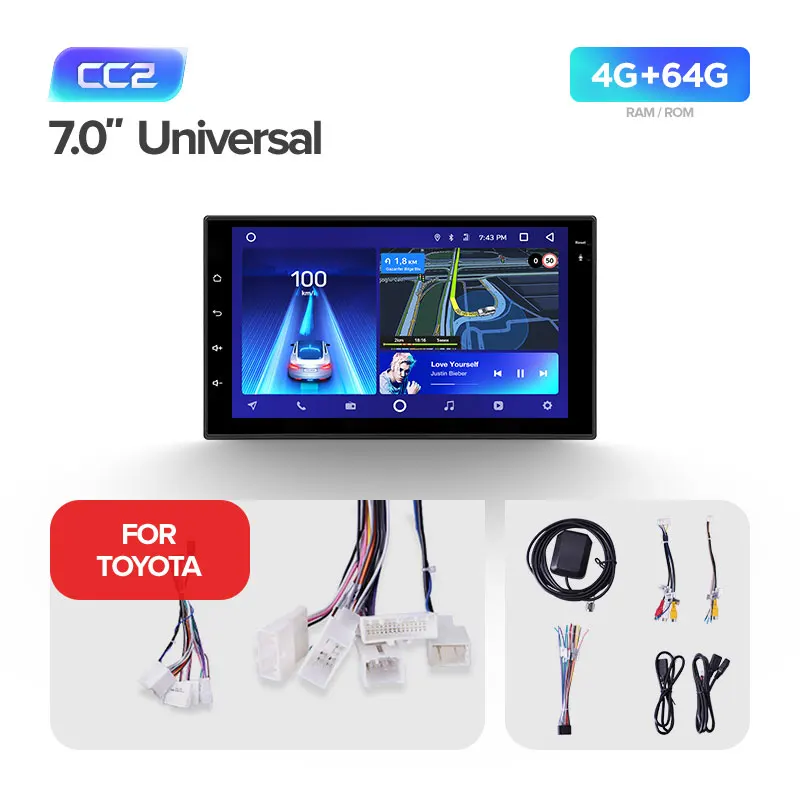 Toyota CC2 64G TEYES CC2 автомобильный мультимедийный плеер android 2 Din DVD для автомобиля Nissan almera qashqai juke Toyota Volkswagen Mazda Kia VW peugeot лада - Цвет: Toyota CC2 64G