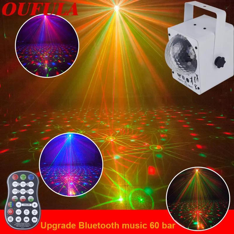 Bluetooth speaker laser stage lamp magic ball 60 patterns KTV bar voice DJ Projection Christmas holidays party | Освещение