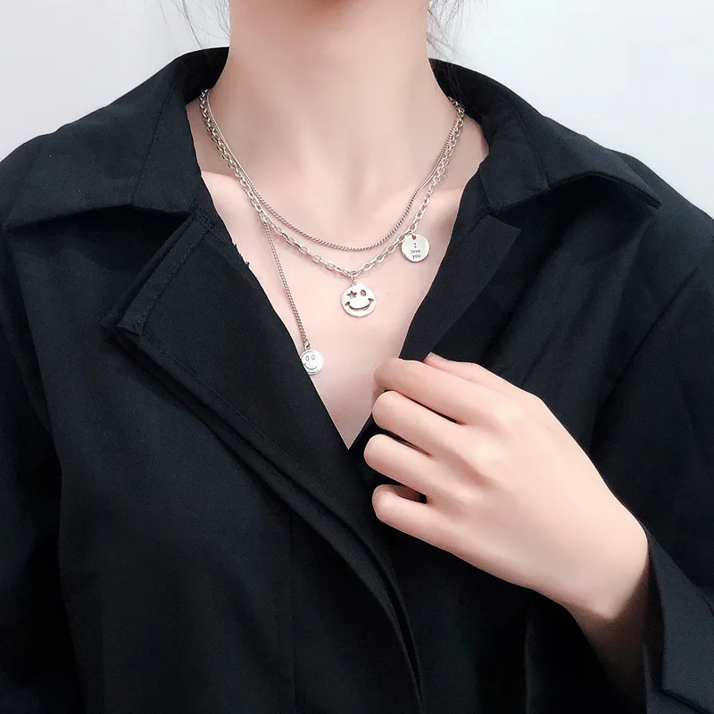 

Женское ожерелье из серебра 925 пробы, с подвеской в виде смайлика