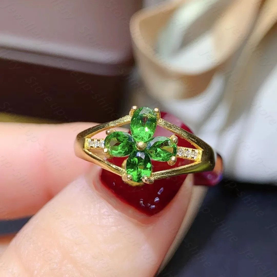 Натуральный кольцо с цаворитом 925 серебро Для женщин свежий простой и