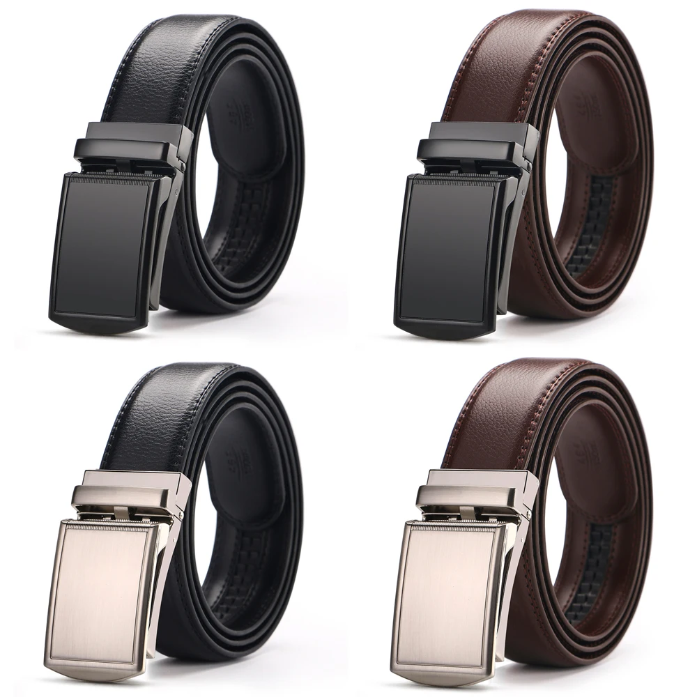 Мужской ремень с автоматической пряжкой черный или коричневый повседневный