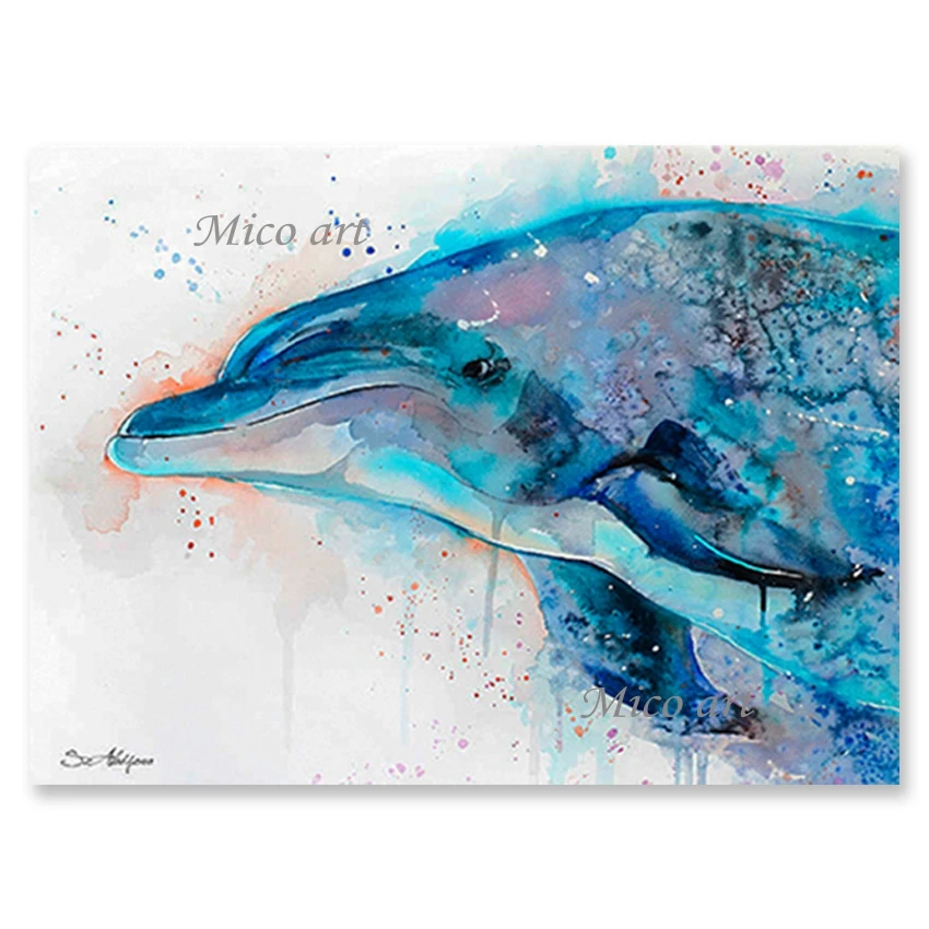 

No Framed Hand Painted 100% Hand-Painted Dolphin Oil Painting On Canvas Picture Artwork New Arrival Wall Hangings Wall Art For