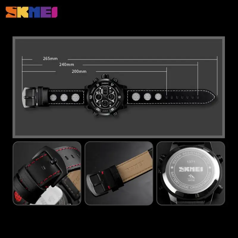 

SKMEI Outdoor Sports Dual Display Digital Watch Men 3Bar Waterproof Chronograph Stopwatch Wristwatches Relogio Masculino 1371