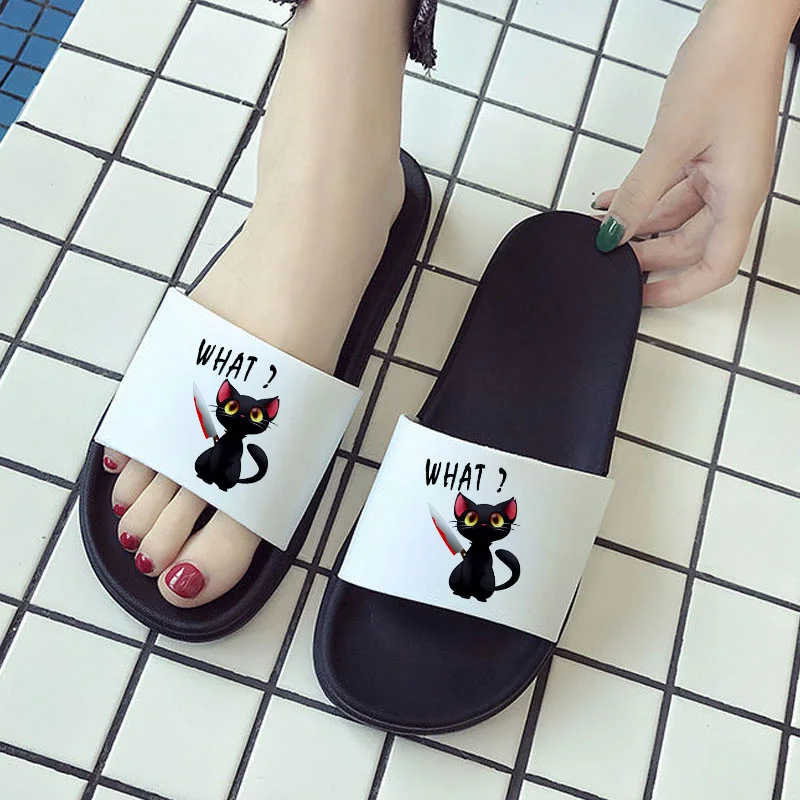 

2021 Women Shoes Cartoon Animal Pattern Beach Slides Home Slippers Slip on Sandals for Woman Kawaii Summer Flip Flops Female