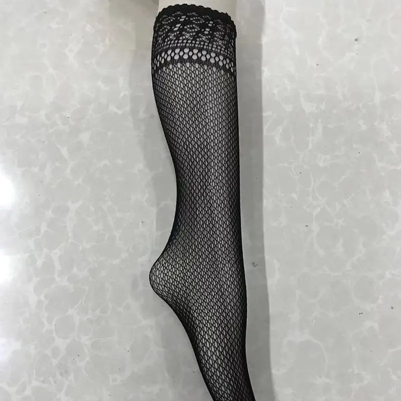 

Black Fishnet Stockings for Women Summer Fashion Streetwear Hollow Out Lace Stockings Female Socks Knee High Medias De Mujer