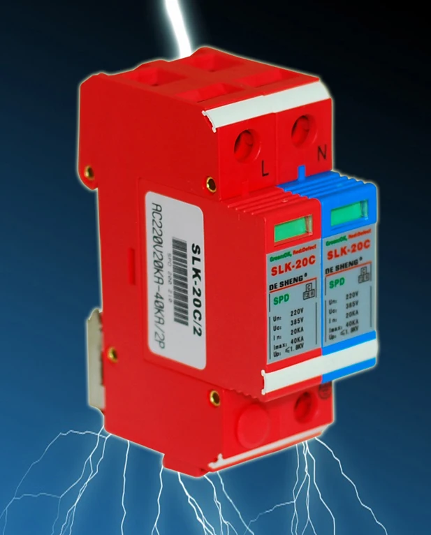 Online Dalgalanma koruyucusu 2p yıldırım koruyucu 40ka ev ağı izleme güç kaynağı yıldırım koruyucu 220V paratoner