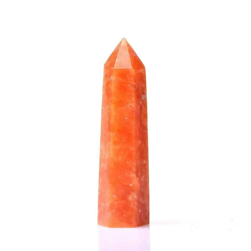

Natural Crystal Point Sunstone Healing Stone Quartz Tower Orange Wand 8-10cm