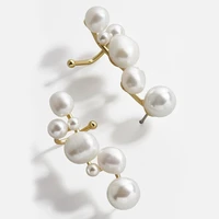 fashion womens golden pearl alloy earrings creative popular simple geometric ear clip set party rock jewelry jewelry