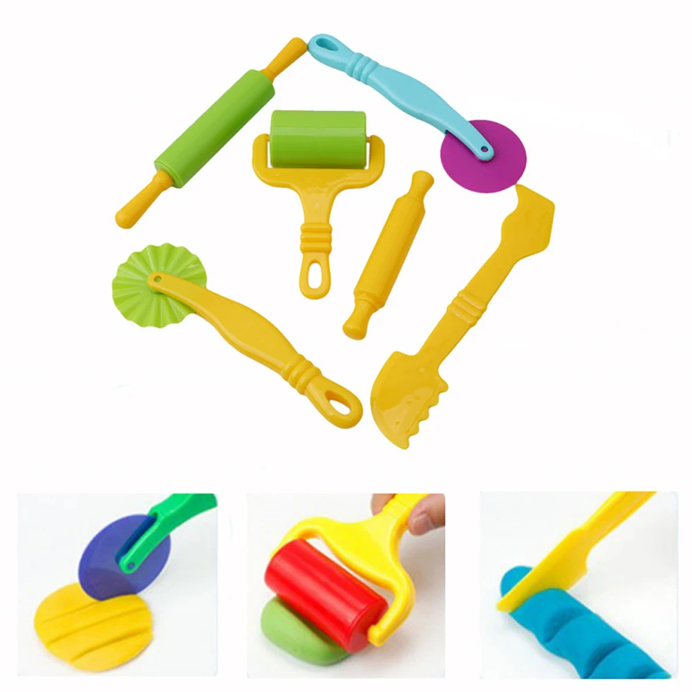 

5/6 Dough Tools Extrusion Play Set Modelling Clay Extrusion Mold Kids Toy Educational Plasticine Kit Play Dough Model Tool