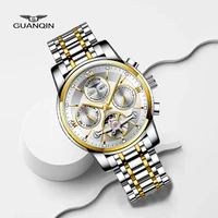 guanqin top view piano automatic winding tourbillon mens watch mechanical skeleton luminous perpetual calendar stainless steel