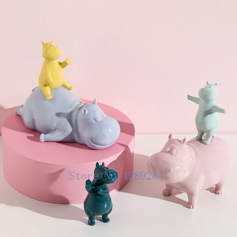 Креативные керамические s Имитация животных мультфильм Бегемот современные декоративные для дома украшения Керамические ремесла Детская комната фигурки