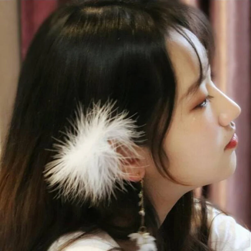 Feather Fluffy Hairpin Sweet White Hair Clip Headdress Headpiece Women Girl Bridesmaid Accessories LDO99 | Красота и здоровье