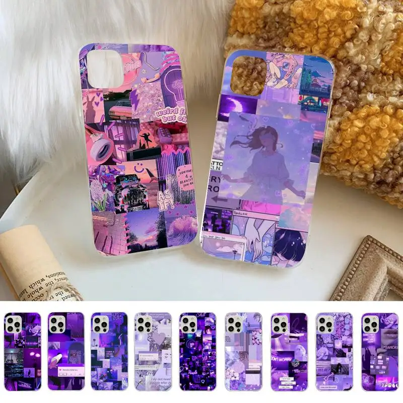 

RuiCaiCa Purple Love Aesthetic Art Girly Phone Case for iphone 13 11 12 pro XS MAX 8 7 6 6S Plus X 5S SE 2020 XR case