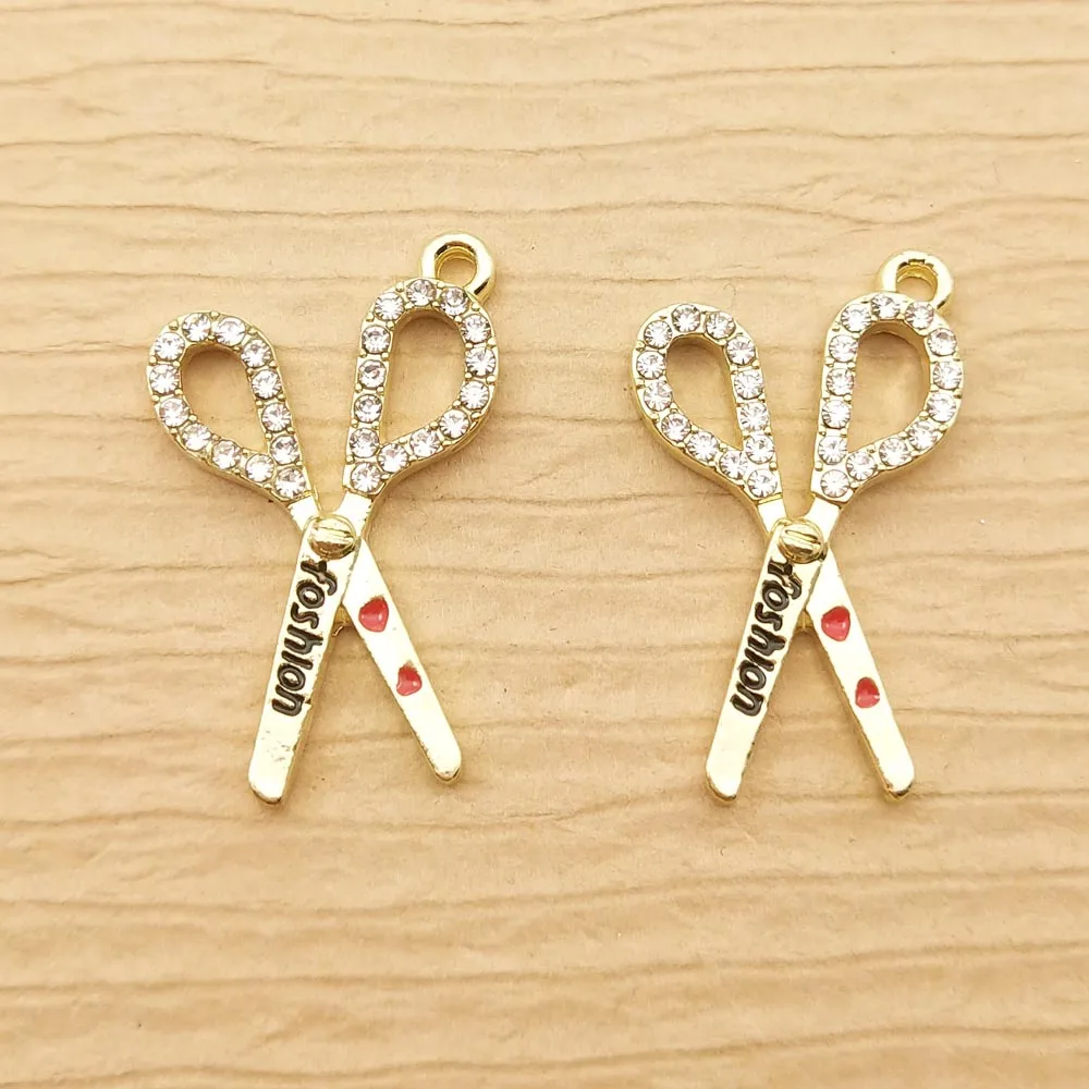 

10pcs 11x26mm crystal scissor charm for jewelry making crafting fashion earring pendant bracelet charm necklace charms
