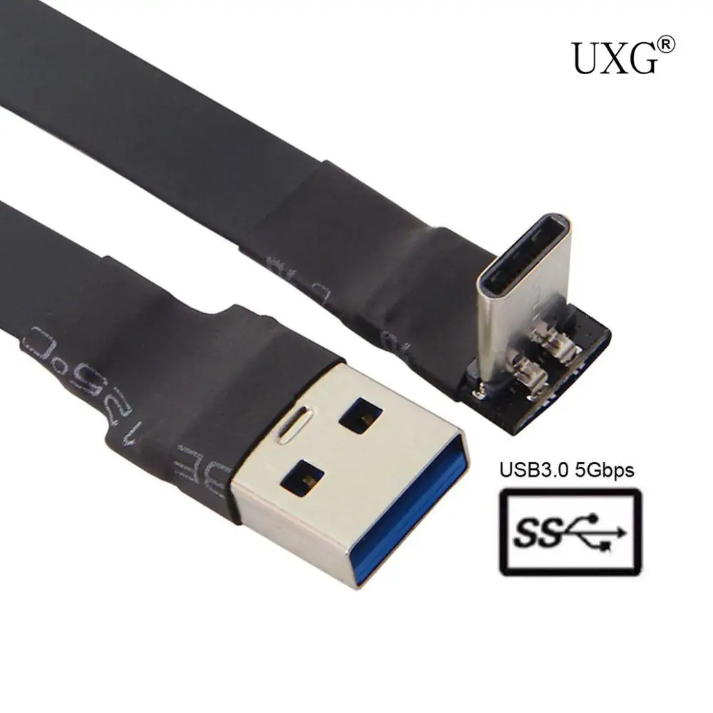 

Up Angled USB-C Type-C Male to USB3.0 Data Cable 20cm Slim Flat Soft for Tablet & Phone & Laptop