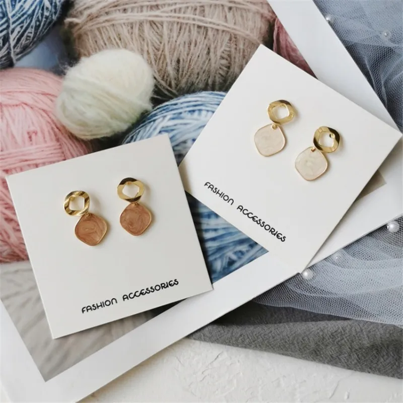 Корея Ins хипстер ромб образный полый металлический кулон серьги простые женские