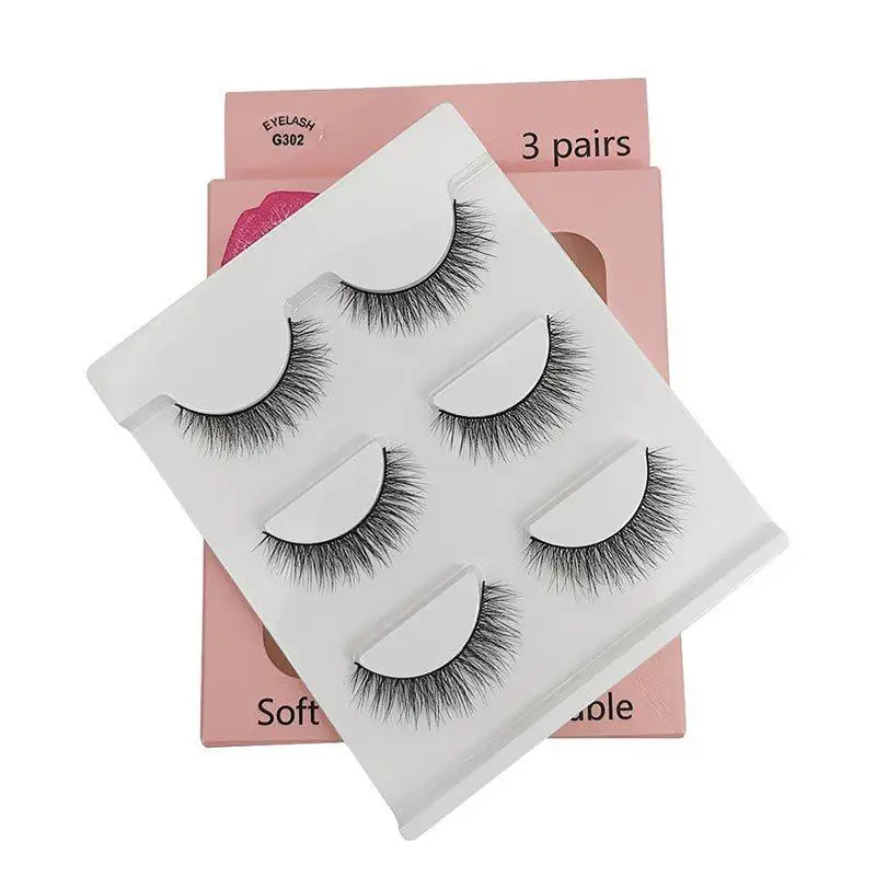3 Pairs 3D Mink Natural Look Soft Thick False Eyelashes Set Handmade Black Extension Makeup | Красота и здоровье
