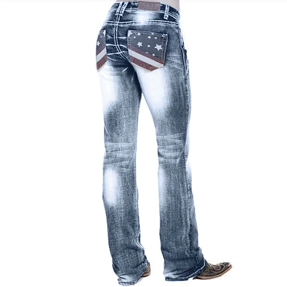 Женские выбеленные джинсы большого размера плюс с рисунком американского флага