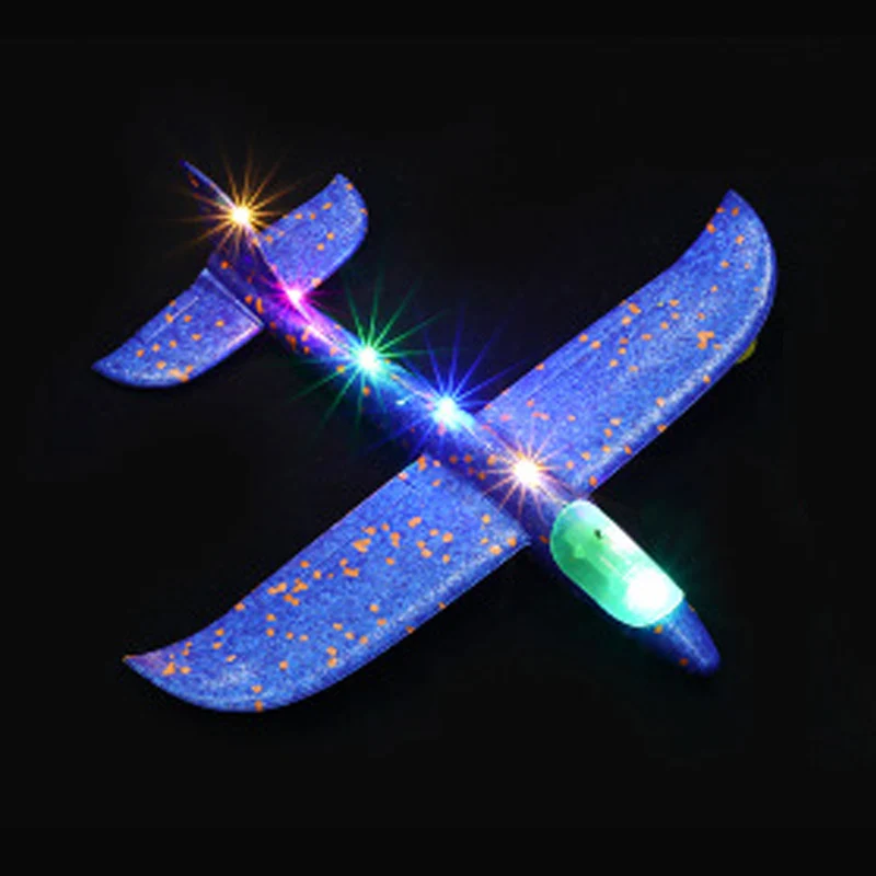 35cm All Lamp Blue 35 см детские игрушки «сделай сам» ручной бросок летающий самолет s пена модель аэроплана вечерние светится в темноте Летающий Plane Самолет игрушки для детей - Цвет: 35cm All Lamp Blue