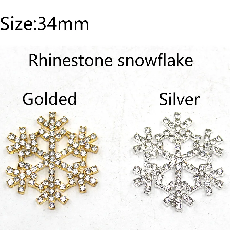 

New 34mm 5pc Shiny Rhinestone Snowflake Buttons Sewing Clothing for Wedding Hair Ornament Christmas Craft Decoration