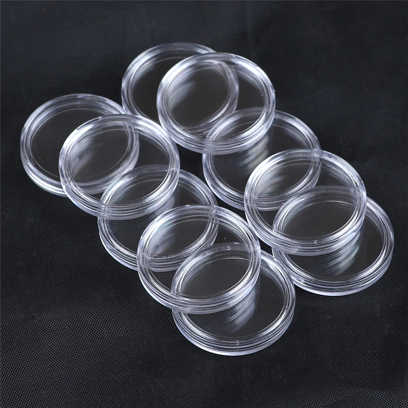 

10PCS Transparent Small Round Commemorative Coin Holder For Coin Collection Plastic Clear Coin Capsules Box Dia.25mm 32mm 35mm