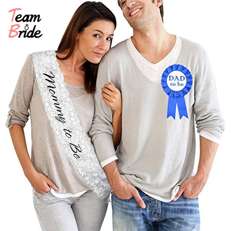 Команда Невесты MOM to be Sash DAD Badge Baby Shower атласная лента розовые Саше плечевой ремень