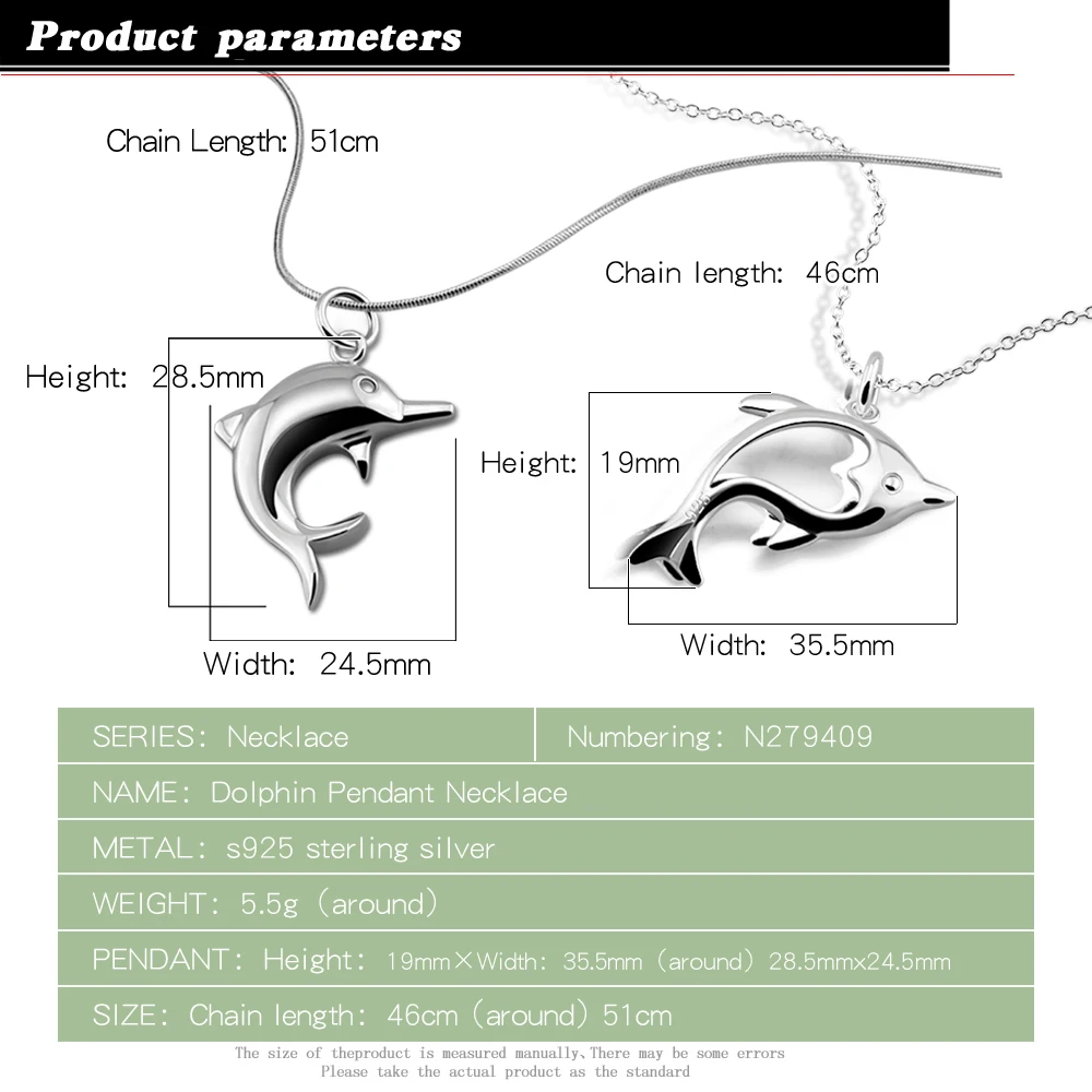Dolphin pendant &amp necklace 925 sterling silver men women fashion jewelry new Cute animal accessories | Украшения и аксессуары