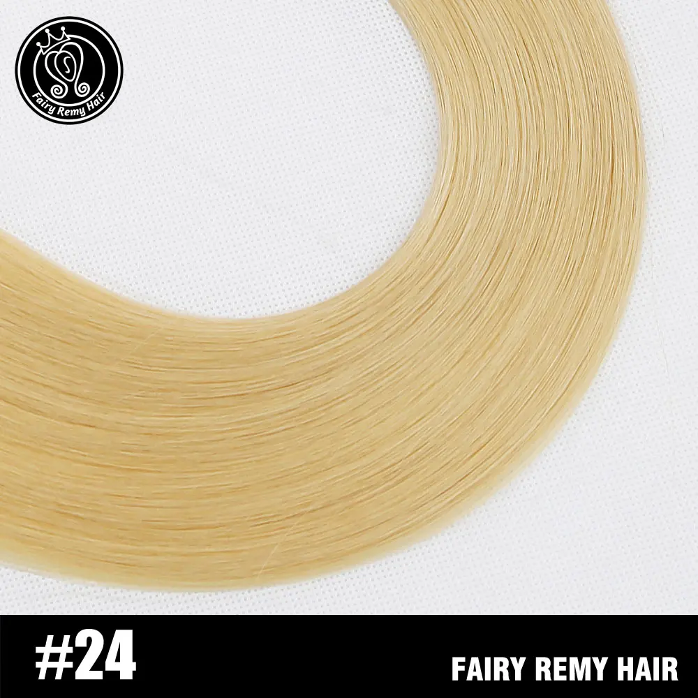 #24 Фея remy волосы 100 г/шт. 20 дюймов Remy человеческие волосы утка темно-коричневый прямые волосы европейского типа наращивание клубника блонд плетение пучок - Цвет: #24