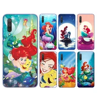 mermaid disney princess cute for xiaomi mi 11i 11 10t 10i 9t 9 a3 8 note 10 ultra lite pro 5g cc9 se soft transparent phone case
