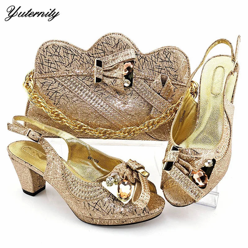 Африканский Стиль из искусственной кожи со стразами Комплект обуви и сумки