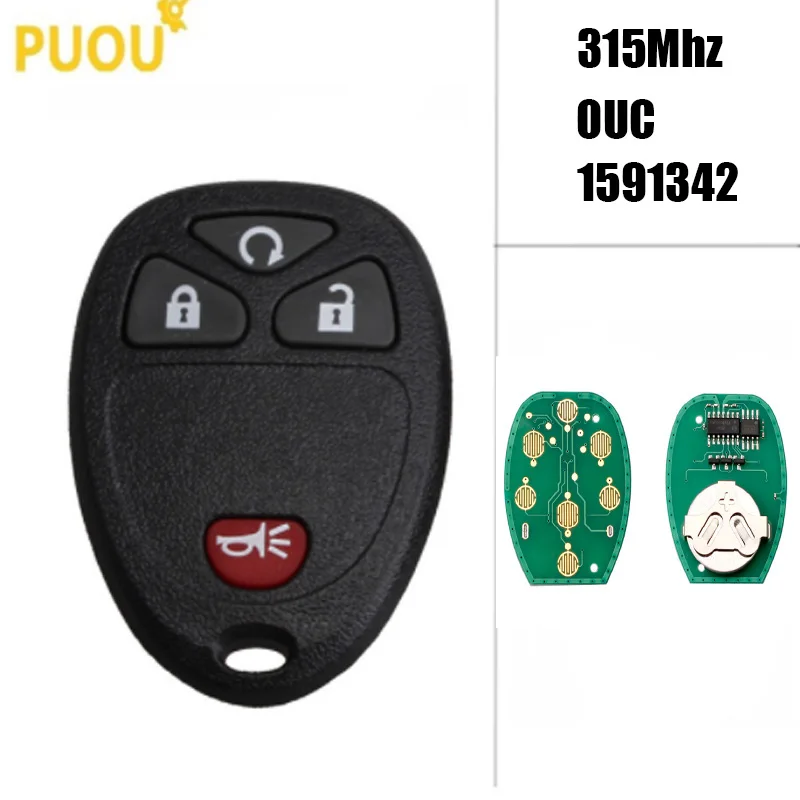 Пульт дистанционного управления для автомобильного ключа, 4 кнопки, 315 МГц, для Chevrolet Silverado, GMC, посылка адиака, Sierra 2007, 2008, 2009, 2010, 2011, 2012, 2013, OUC15913421