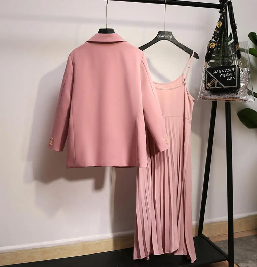 5XL женский костюм из двух частей большого размера Блейзер Осень зима офисный