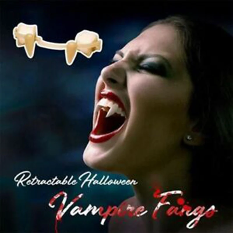 

2021 Новинка Хэллоуин Вечеринка Косплей клыки вампира выдвижные зубы подтяжки вампира реквизит для косплея аксессуары для Хэллоуина
