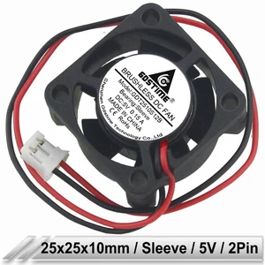 Бесщеточный Охлаждающий вентилятор постоянного тока Gdstime, 5 В, 2 контакта, 25 мм, 2510 дюйма, 25x25x10 мм, мини-кулер для ноутбука, 3D-принтера, 50 шт.