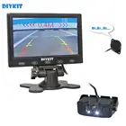 Видеопарковочный радар DIYKIT, 7 дюймов, ультратонкий автомобильный монитор с сенсорной кнопкой + светодиодный датчик камеры заднего вида, комплект системы помощи
