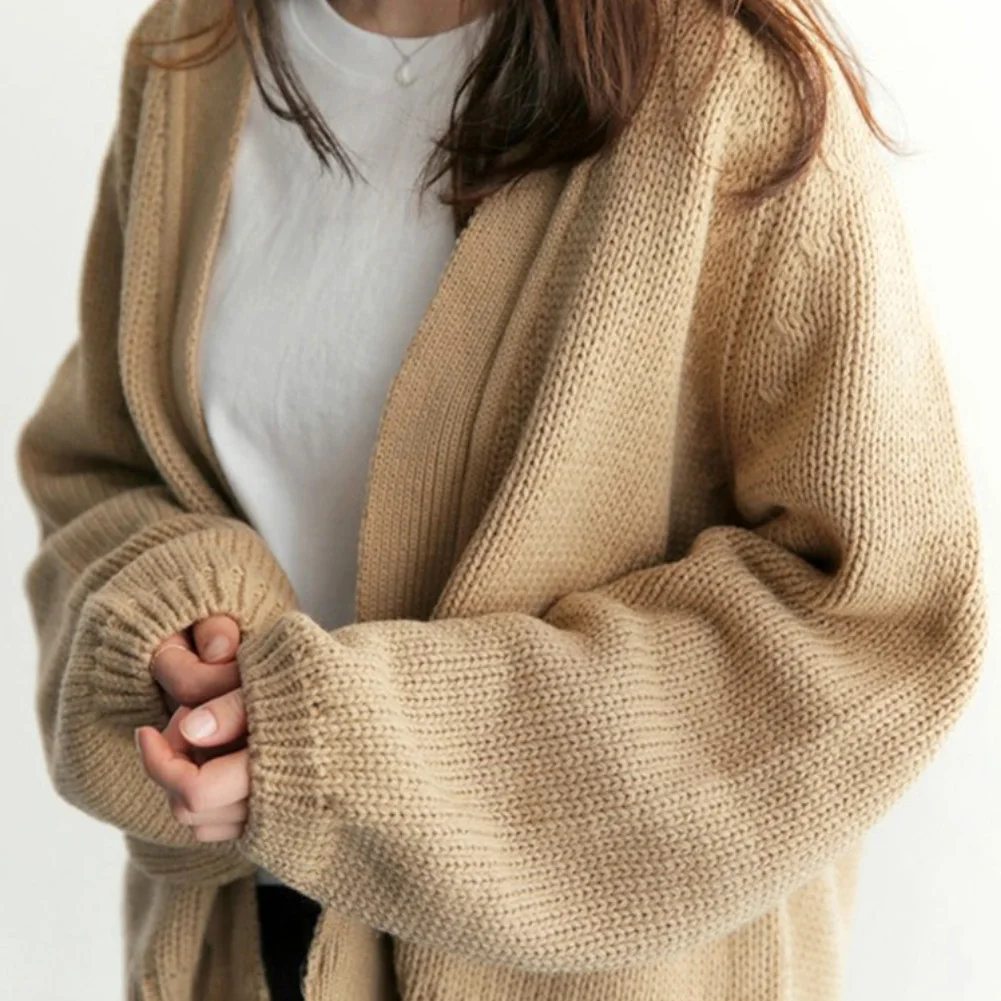 Женский зимний теплый повседневный свободный однотонный короткий вязаный