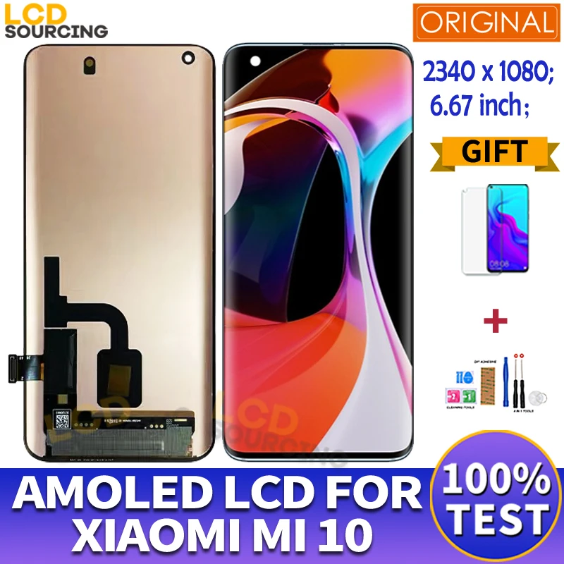 

Оригинальный ЖК-дисплей AMOLED 6,67 дюйма для Xiaomi 10, ЖК-дисплей, сенсорный экран, дигитайзер в сборе для Xiaomi mi 10, сменный ЖК-дисплей