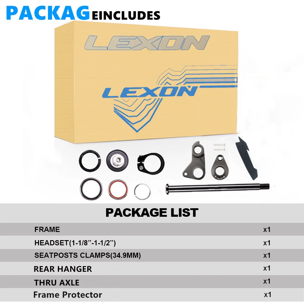 Карбоновая рама для горного велосипеда с жестким задним треугольником Lexon 2022, геометрия XC, увеличенный зазор задней втулки 148x12 мм, внутренняя проводка тросов, комплект рамы для велосипеда.